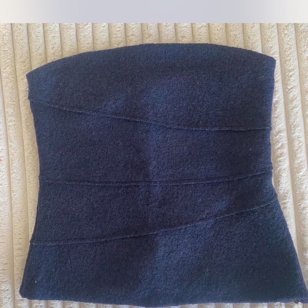 Zara Elegant Navy Blue Strapless Top